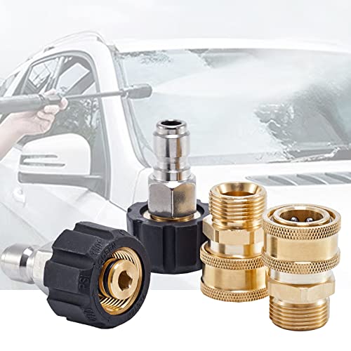 Raincovo Pressure Washer Quick Connect Fittings, M22 14mm to 3/8 Inch Hose Adapter, 4 Pieces