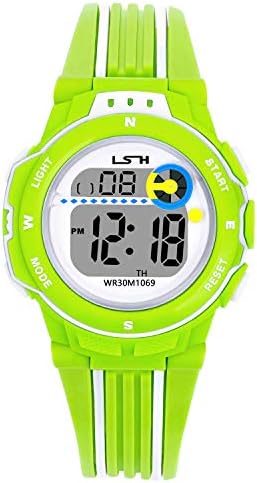 Kids Digital Watch for Boys Girls,Sports Outdoor LED Waterproof Multi Functional Wrist Watches with Alarm for Child Ages 5-15 (Light Green)