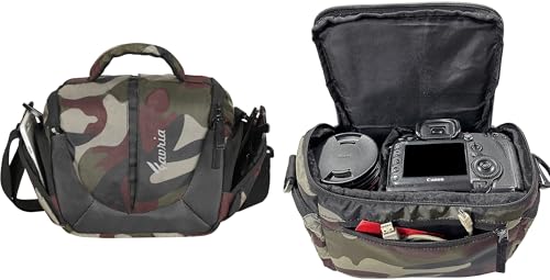 Image of Favria Camera Bag for DSLR & Mirrorless - Fits Nikon, Canon, Sony - Camera Bag for Travel - Shockproof Sling Case for Lens - Water-Resistant Compact Photography Bag (Camouflage)