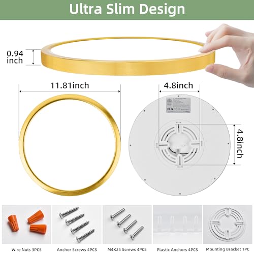 Image of hykolity 12 Inch Selectable CCT LED Round Flat Panel Light,2 Pack