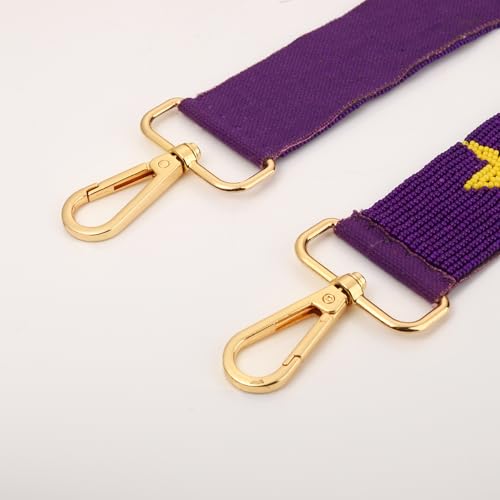 Image of Game Day Purse Strap Replacement Beaded Purple Yellow Purse Strap Football Clear Bag Strap Accessories Game Day Outfits (Purple Yellow)