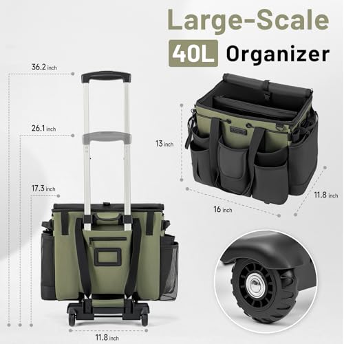 Image of Large Cleaning Caddy for Cleaning Supplies Organizer, Rolling Cleaning Caddy Bags with Wheels for Housekeepers, Cleaning Carts on Wheels for Home Car Office Picnic