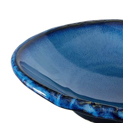 Vomana Ceramic Small Decorative Bowl, Pottery Fruit Bowl, Porcelain Versatile Decor Dish, Jewelry Tray Organizer With Blue Glaze For Gift Decor Entryway Living Room Dining Table (8.25'' Dish) #TOP4