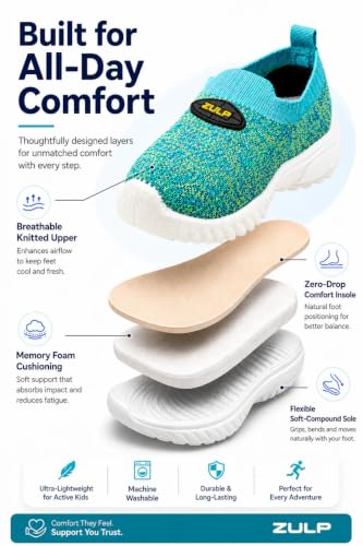 Image of ZULP Galaxy Runner Kids Shoes for Boys & Girls - Lightweight Breathable Slip-On Sneakers | Baby Shoes & Toddler First Step Walking Shoes | Comfortable Everyday Wear (Age 1-4 Years)