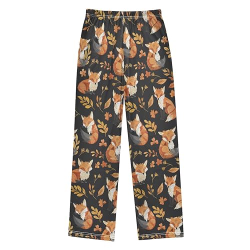 ALAZA Fox Flower Leaf Pajama Lounge Pants Long Sleep Pajama Bottoms with Pockets2