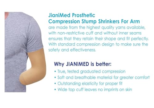 JianiMed Prosthetic Stump Shrinkers for Arm–Below Elbow - Short, Compression, HealthCare, Amputee arm sleeve, 20-30, Elastic, Taiwan Excellence 2XL - Thumbnail 2