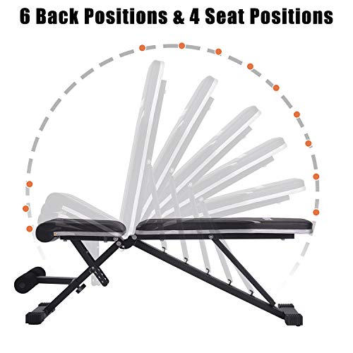 Merax Adjustable Weight Bench,Incline Decline Weight Bench, Exercise Fitness Bench for Full Body Workout, Weight Capacity: 500LBS