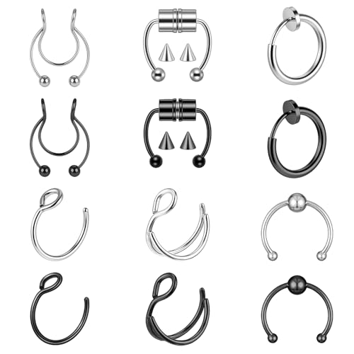12 Stück Fake Nasenpiercing Damen Fake Septum Piercing Chirurgenstahl