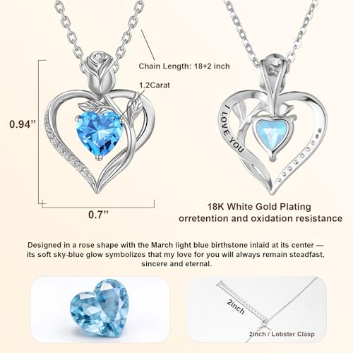 Image of Heart Birthstone Necklace for Women I Love You