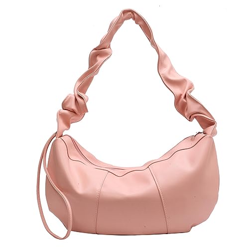 Bolsas de mão designer trendy para mulheres Bolsa ombro com cordão fechamento PU hobo pequena fofa alças plissadas ajustáveis leve uso diário Trabalho Praia Noite