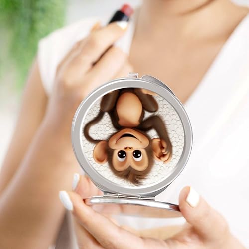 Espejo de Maquillaje Portátil Travel Cute Monkey Redondo miniatura 4
