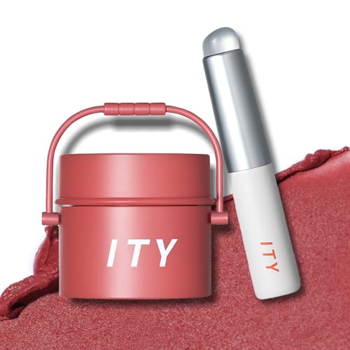 Image of ITY Velvet Matte Finish Lip Stain-Mousse Textured Pudding Pot Lip Clay with Brush, Nude Shade, Dual-Use as Lipstick and Blush, Conceals Lip Lines, Rich Pigment, 0.21 oz (6g) in Sandalwood Rose