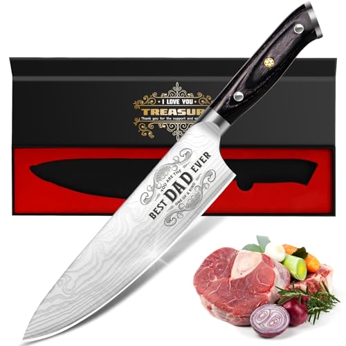 Funistree Gifts for Dad Men, Dads Gifts for Dad, Dad Birthday Gift from Daughter Son Kids, 8 inch Pro German 1.4116 Chef Knife, Kitchen Knife Gift Set for Best Dad Father Christmas Xmas Gifts