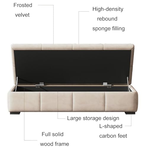 Banc de rangement entrée ottoman bout de lit gris clair 80cm polyvalent - 7