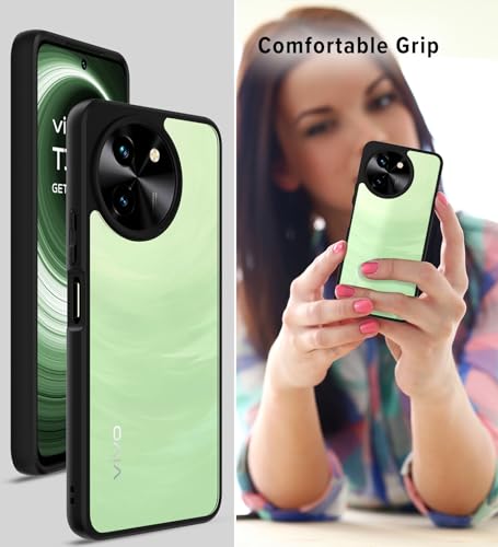 Image of KAPAVER Hybrid Series Back Cover Case Compatible with Vivo T3x (PC+TPU) (Black)