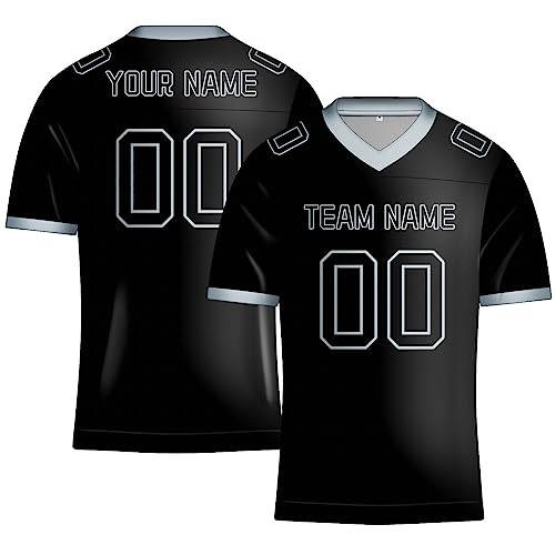 Camiseta de fútbol en blanco personalizada para hombres/mujeres/jóvenes, diseño de 2 caras, añade tu propio nombre del equipo, número de camiseta atlética, negro, gris, 42