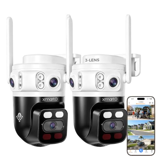 XMARTO 2-Pack 6MP Tri-Lens WiFi Security Camera