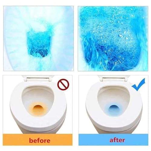 Image of Automatic Flush Toilet Bowl Cleaner Tablets, Bathroom Toilet Tank Cleaner, Powerful Cleaning Ball Toilet Blue Deep Clean Bubbles, Mild Lemon Scent Pack-10