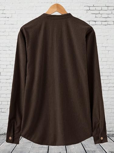 Image of Noble Monk Men Polycotton Solid Regular Kurta || Casual Plain Stylish Shirt for Man || Full Sleeve Band Collar Tshirt for Men || Casual Wear Tshirt for Man