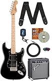 Fender Squier Sonic Stratocaster HSS - Black Bundle with Amp, Tuner, Strap, Cable, Picks, and Austin Bazaar Guitar DVD