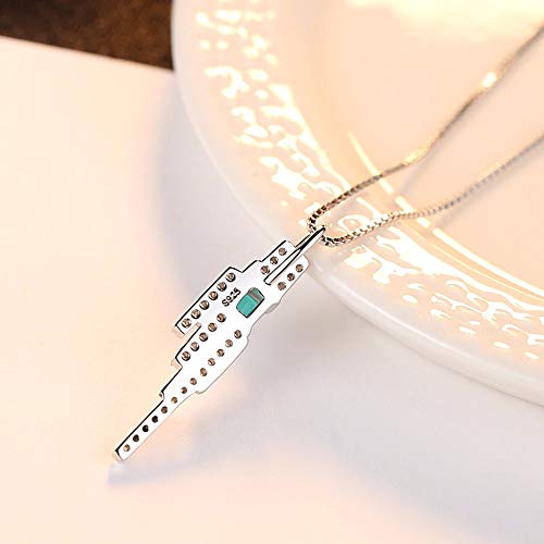 Collier chaîne avec pendentif femmes argent 925 pierre émeraude - 2