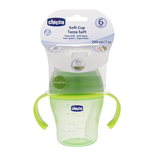 Chicco - Vaso suave con asa y sistema antigotéo 200ml 6m+, color verde