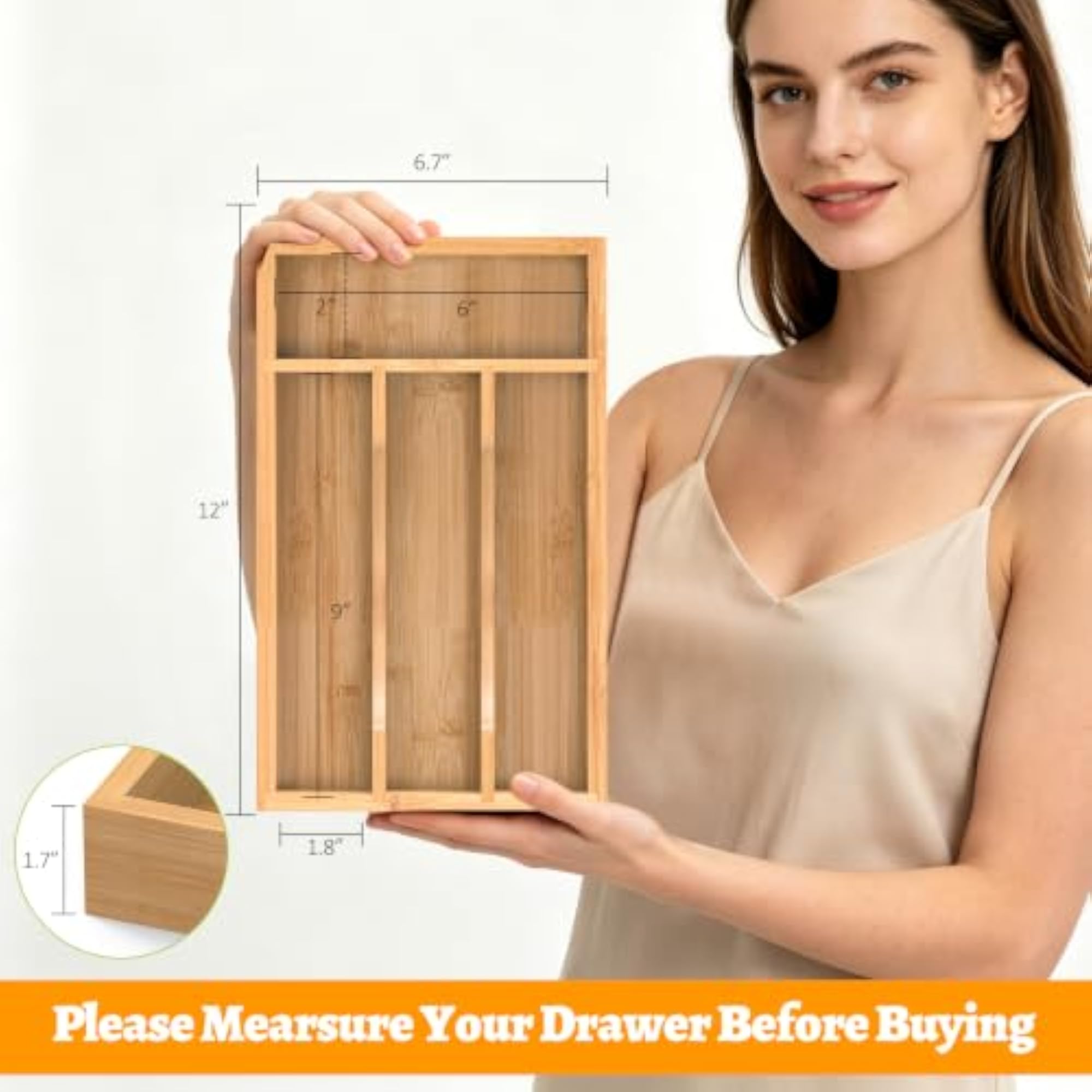 Small Silverware Drawer Organizer, 4 Slots