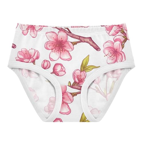 Cherry Blossom Pink Flower White Toddler Girls Underwear 2t Cotton Panties Little Girl Stylish Kids Briefs Undies