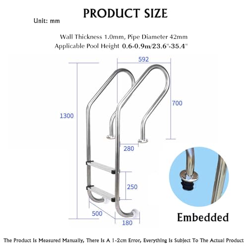 Escalera para piscina con 2 peldaños acero inoxidable miniatura 2