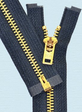Sale 5" Brass Zipper - YKK #5 Brass Zipper Separating with Locking Pull - 560 Navy (1 Zipper/pack)