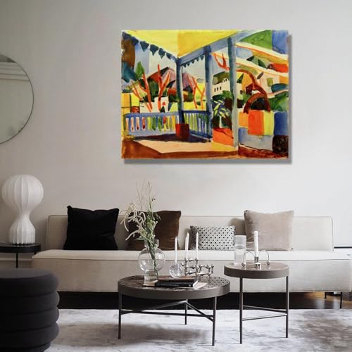Tableau decoration murale salon moderne August Macke pour mur vide 70x90