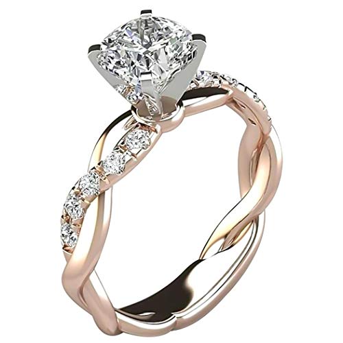 Brishow Engagement Rings Stainless Steel Ring Promise Eternity Wedding Bands for Women and Girls Anniversary Zircon Diamond Ring CZ Ring Size 5-10 (Rose Gold)