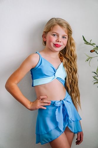 Image of HIHA Girls Swimsuit 3 Piece Bikini with Cover Up Skirts Size 6-12