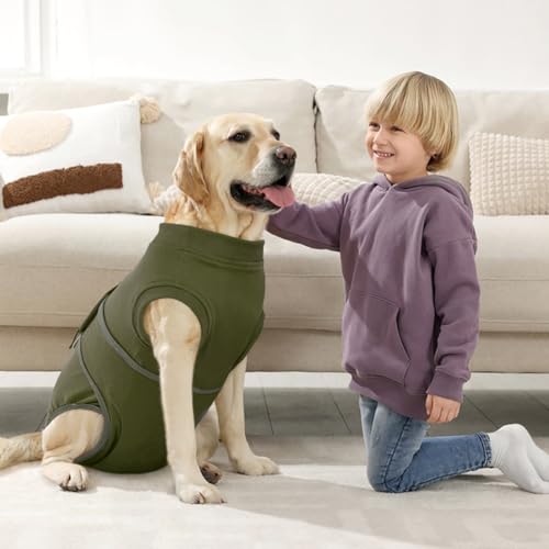 Kuoser Hundebody Nach Op Hündin Hundebody Nach Kastration Rüde Body für Hunde Nach Op, Atmungsaktiv Body Hunde Nach Op Rüde Op Body Hund Kastration Hündin, E-Halsband Alternative für Hund, Grün L