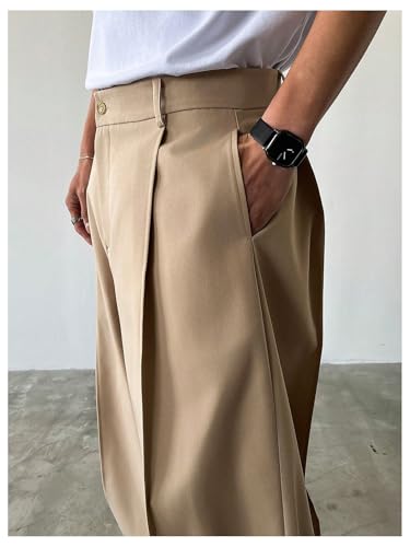 Verdusa Men's Wide Leg Pants Business Casual Dress Pants with Pockets4