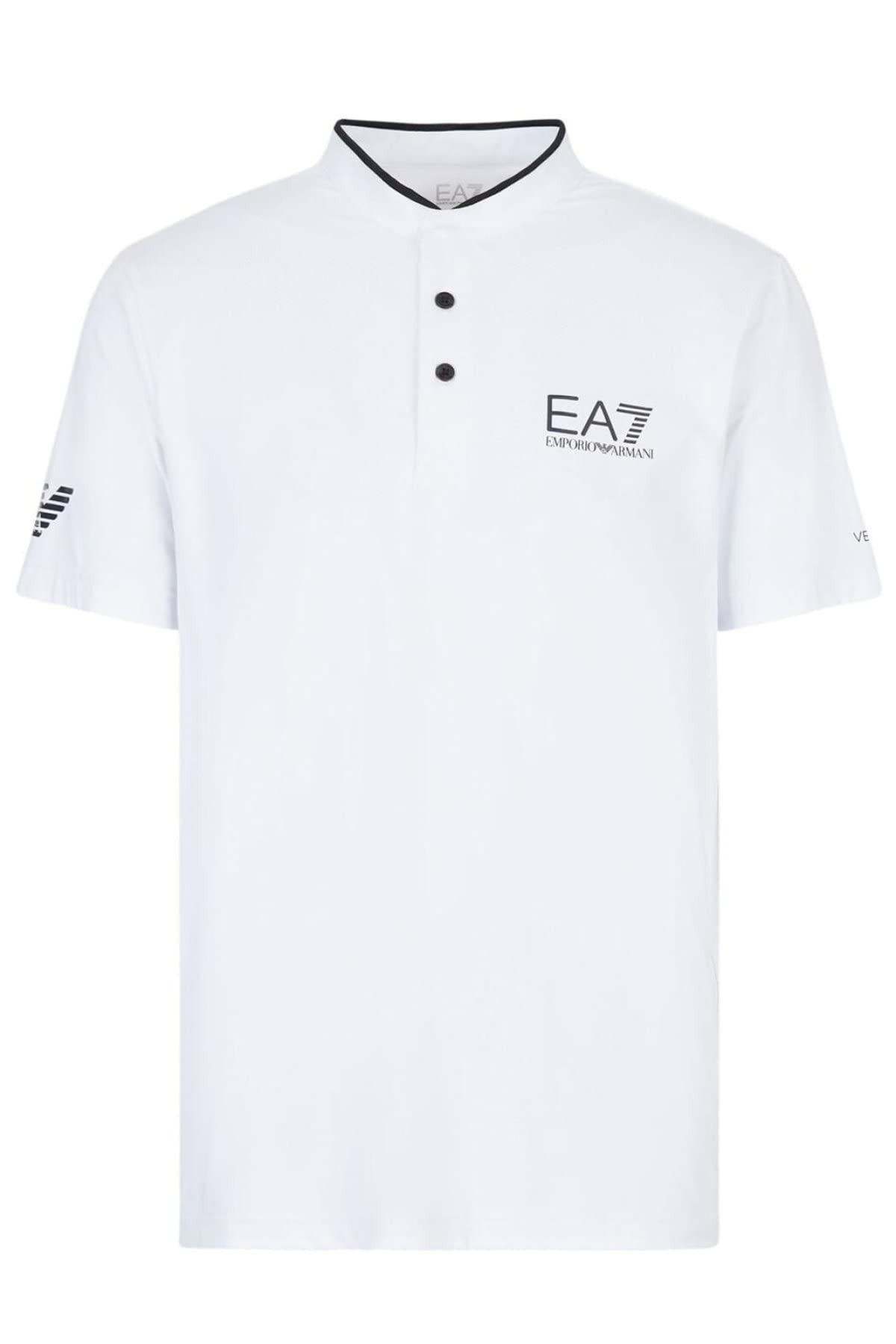 Ea7 Men's White/Black Ventus 7 Collar T-Shirt, Xxl