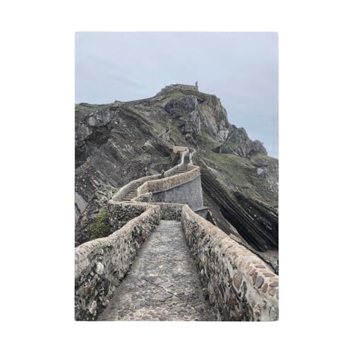 Fabulous Torchon de Cuisine et Essuie-Mains - Grande Muraille de San Juan Gaztelugatxe/Pays Basque - Linge Décoratif Absorbant Tissage Panama Format 36x50 cm...
