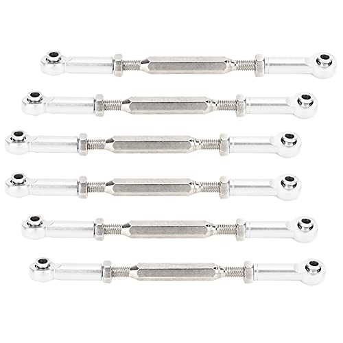 6Pcs 88mm Aluminum Oy Push RodsTurnbuckle Rod Ge Upgrade Parts for RC Car RedColor RC Car Aluminum Oy Push Rod Accessories (Silver)