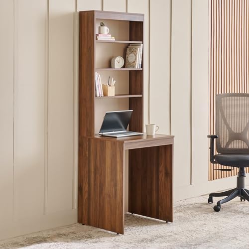 Image of Home Centre | Addison Compact Study Desk with Hutch | Engineered Wood | Brown | 1 Year Warranty