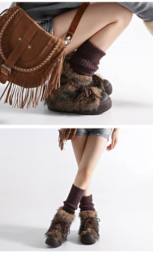 Women Ankle Snow Boots Fuzzy Plush Warm Winter Aesthetic Cute Shoe3