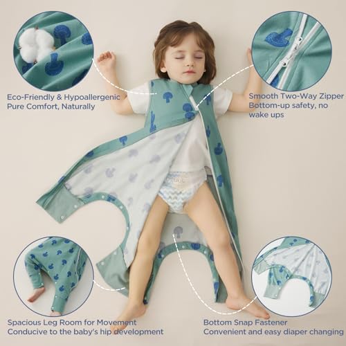 Image of Duomiaomiao 0.5 TOG Wearable Blanket 6-12 Months,Toddler Sleep Bag 100% Cotton,Breathable Lightweight Baby Sleep Sack with Feet