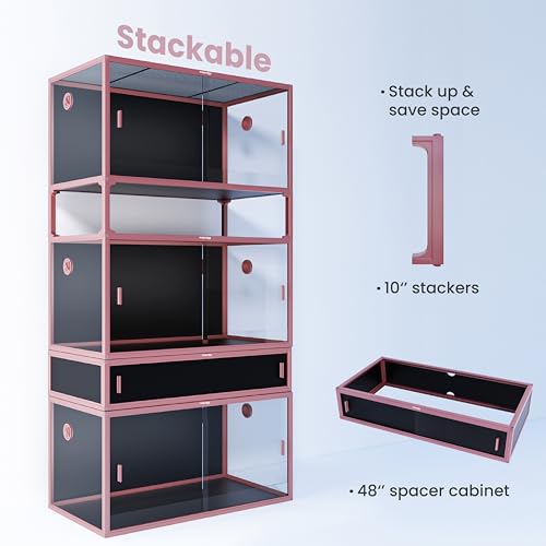 Image of Phailozoo 120 Gallon Bearded Dragon Tank,Stackable Reptile Enclosure with Front Sliding Tempered Glass Doors,Easy Assembly Aluminum Frames Reptile Tank for Snake & Lizard