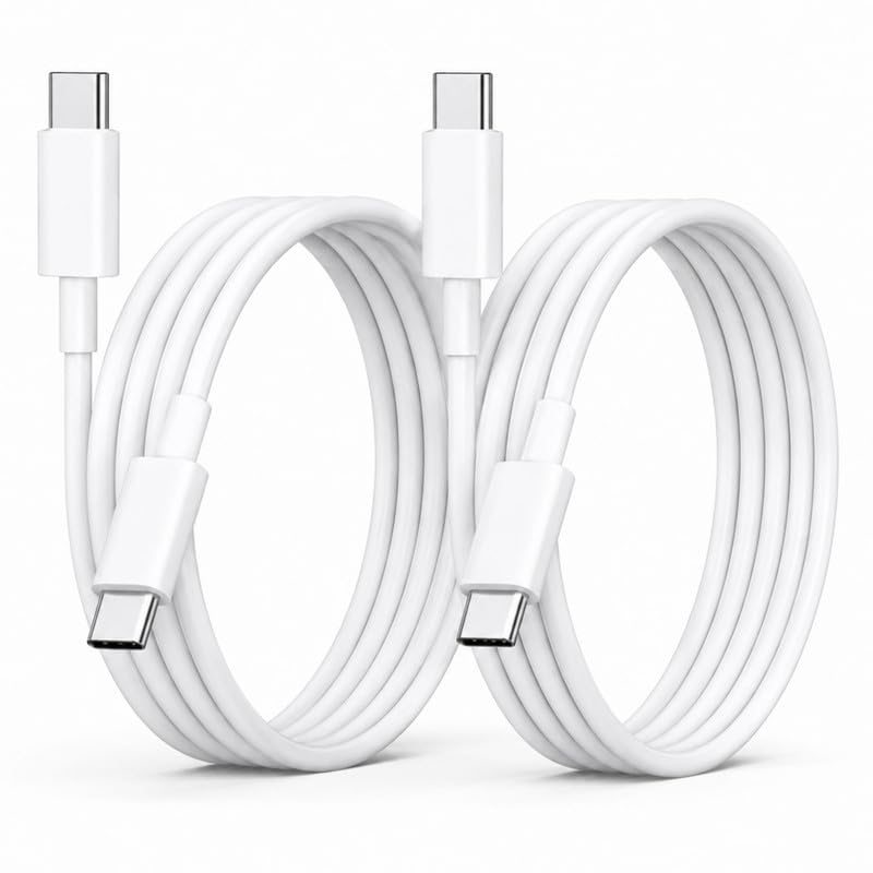 Image of Pack of 2 USB C To Type C Fast Charging Cable for Huawei Honor Mate 10 Pro cable 3A Durable, Data Transfer 480Mbps Safe with Overvoltage Protection Quick , Dash , pd charger cablee -E WHITE