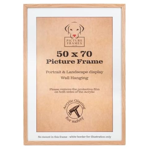 Picture Frames UK 50x70 Frame - OAK 50x70cm Photo Frames, Large Poster Frames, 50x70cm Frame, 50 x 70 Frame, Large Picture Frames, Large Photo Frame, Picture Frames 50cm x 70cm, Frame 50cm x 70cm Cover