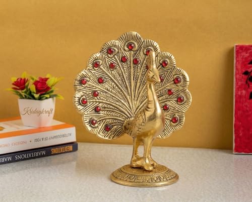 Image of KridayKraft Peacock Metal Statue Idol Decorative Showpiece Feng Shui As Table Top Figurine for Living Room Bedroom Home Office Decor for Decoration & Gifting Purpose