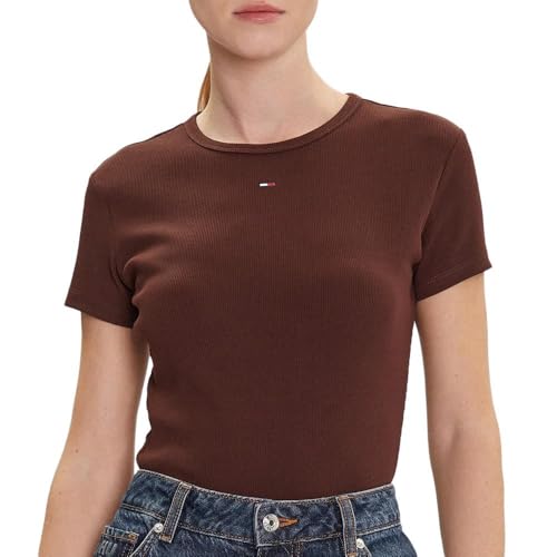 Tommy Hilfiger - Camiseta para mujer, color marrón, marrón, XL