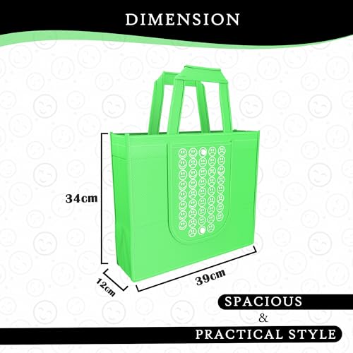 Image of Kuber Industries Pack of 3 Foldable Shopping Bags For Women | Grocery Bags For Market | Jhola /Thela & Daily Use Bags | Smile- Pink, Green & White Blue