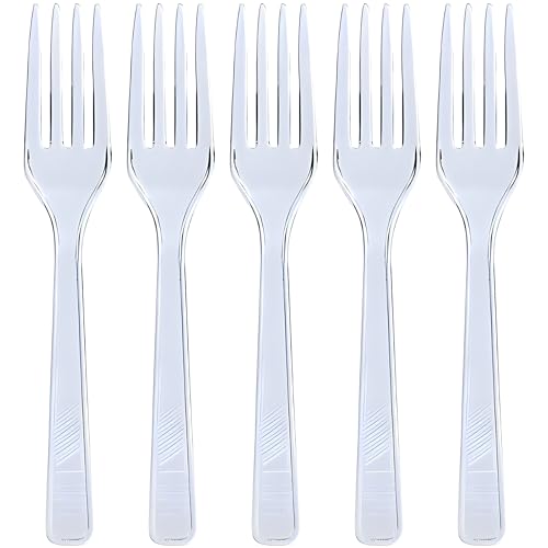 Clear Plastic Forks (48 Count) - Premium Quality, Heavy-Duty Disposable Cutlery, Perfect for Parties, Catering & Everyday Use