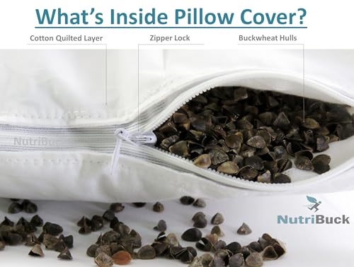Image of Buckwheat Hulls Pillow | Standard Size | 15 inch x 25 inch inch | Pillow for Neck Pain | Shoulder Pain | Back Pain | Other Sleeping Problem | (Light Blue & Grey Printed Design)