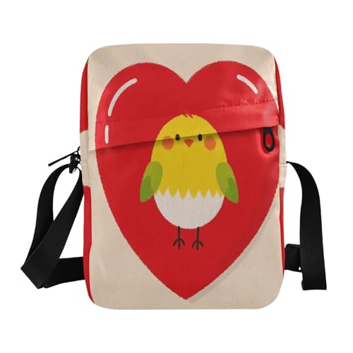 Funny Cartoon Heart Animal Bird messenger bag cute Small Crossbody Bags For Women Woman Handbag Shoulder Strap Adjustable Strap for Casual School
